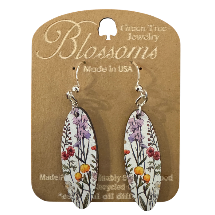 California Wild Flowers Wood Earrings