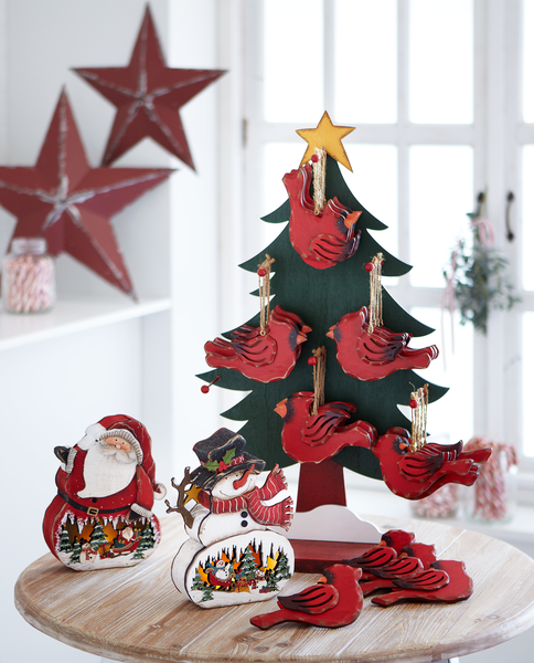 Assorted Styles Red Cardinal Wooden Ornament