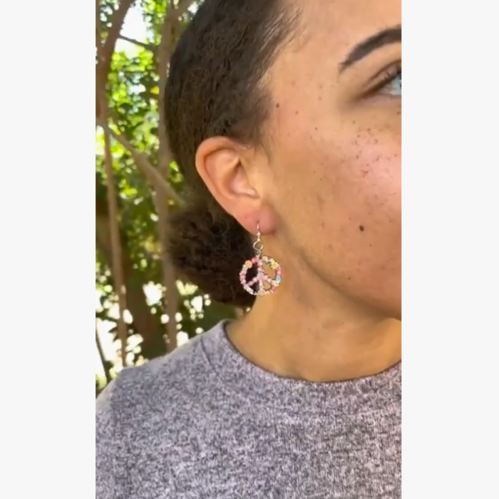 Blossom Peace Sign Wood Earrings