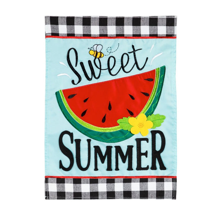 Sweet Summer Watermelon Applique Garden Flag