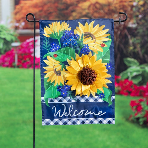 Sunflower Welcome Applique Garden Flag