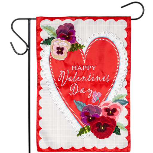 Lace Heart Applique Garden Flag