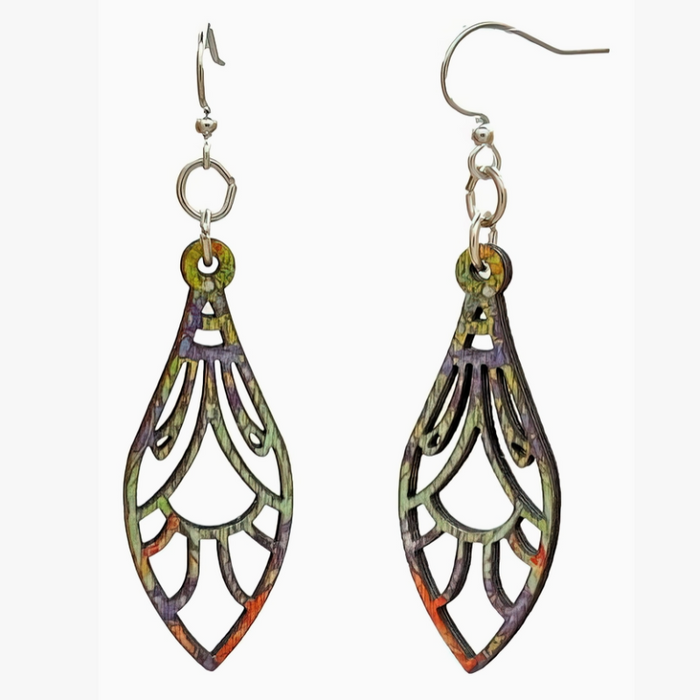 Van Gogh Iris Petal Wood Earrings