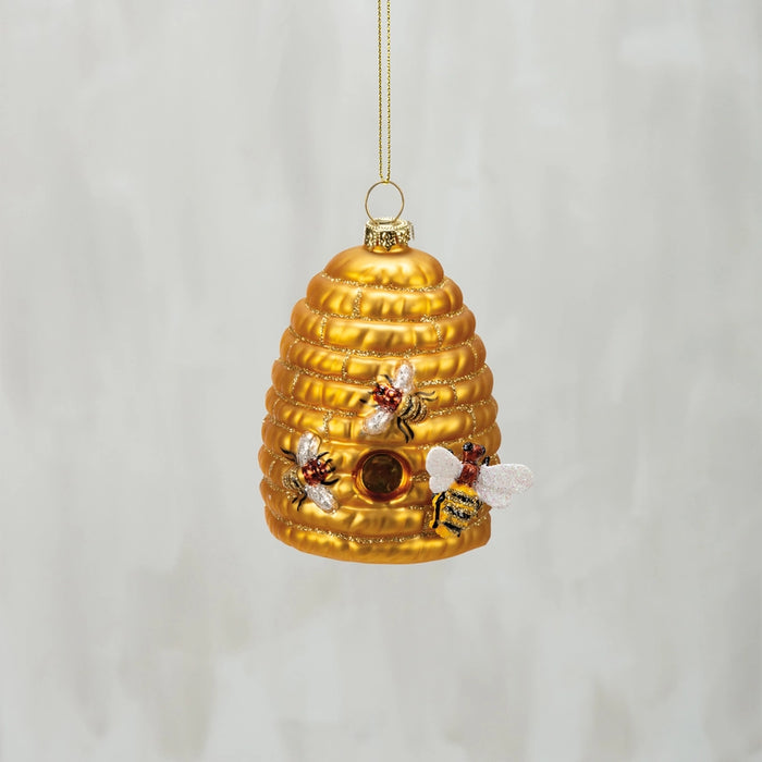 Sparkly Beehive Glass Ornament