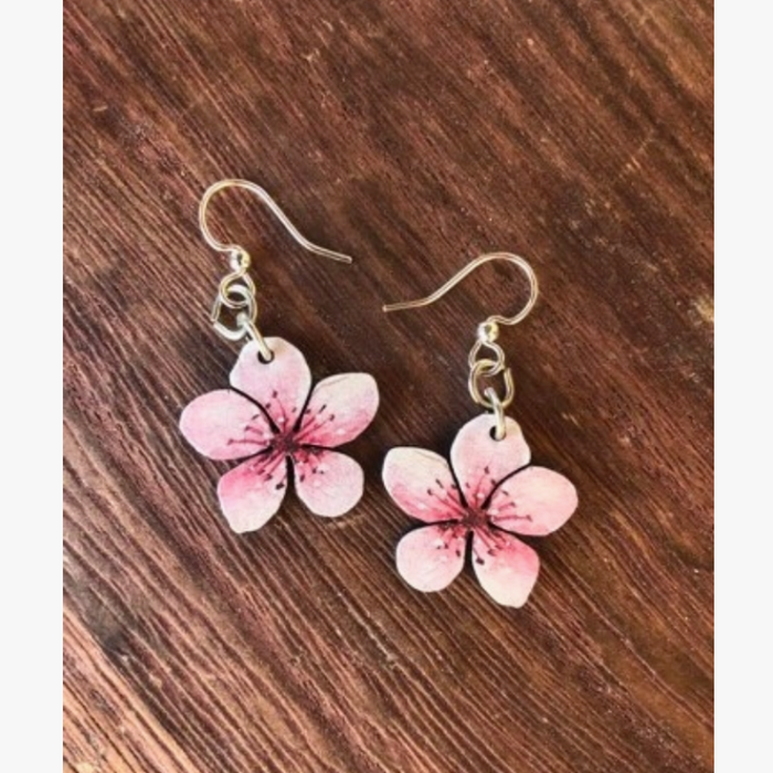 Cherry Blossoms Wood Earrings