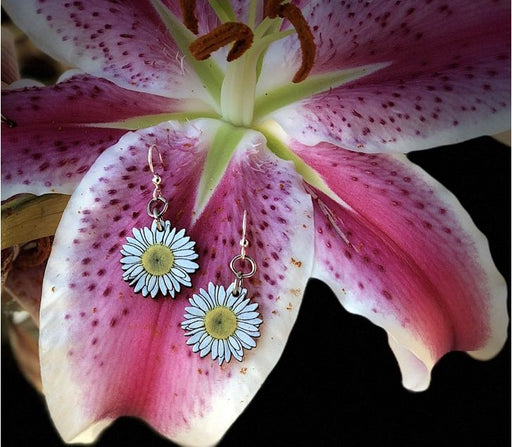 Daisy Blossoms Wood Earrings