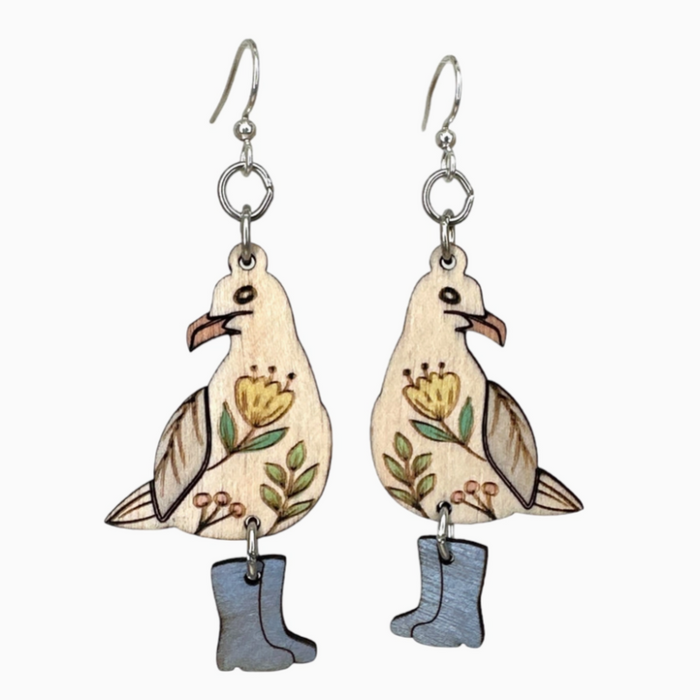 Paddington Seagull Wood Earrings