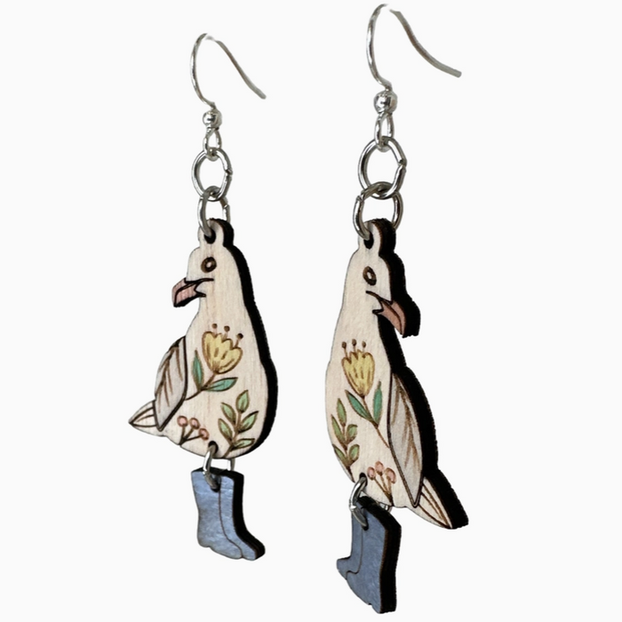 Paddington Seagull Wood Earrings
