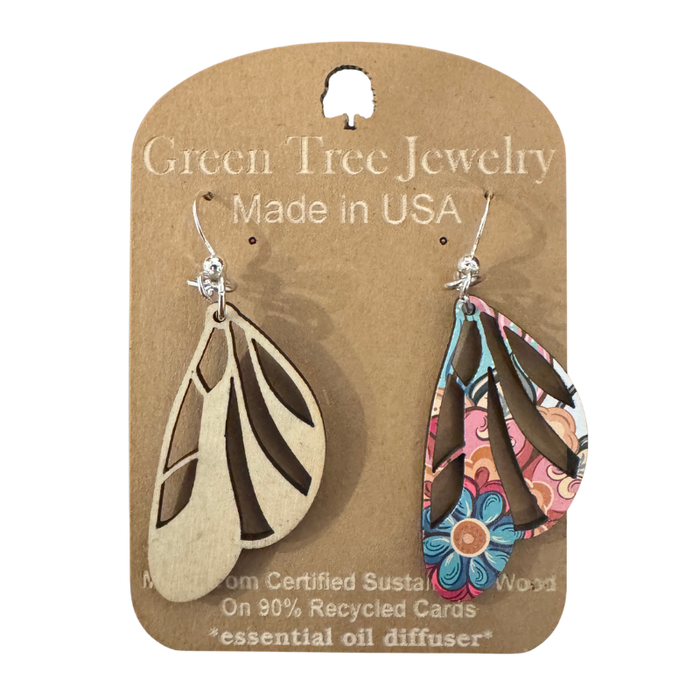 Paisley Butterfly Wing Wood Earrings