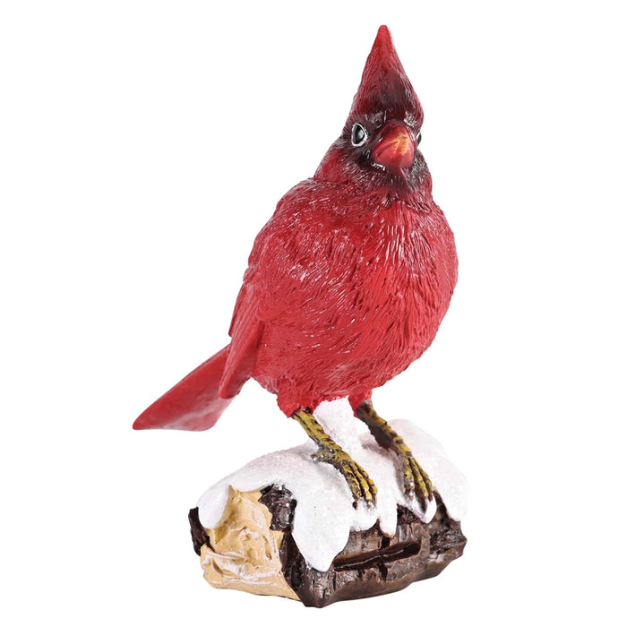Cardinal on Snowy Log Figurine