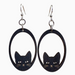 Sneaky Cat Black Satin Wood Earrings