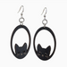 Sneaky Cat Black Satin Wood Earrings