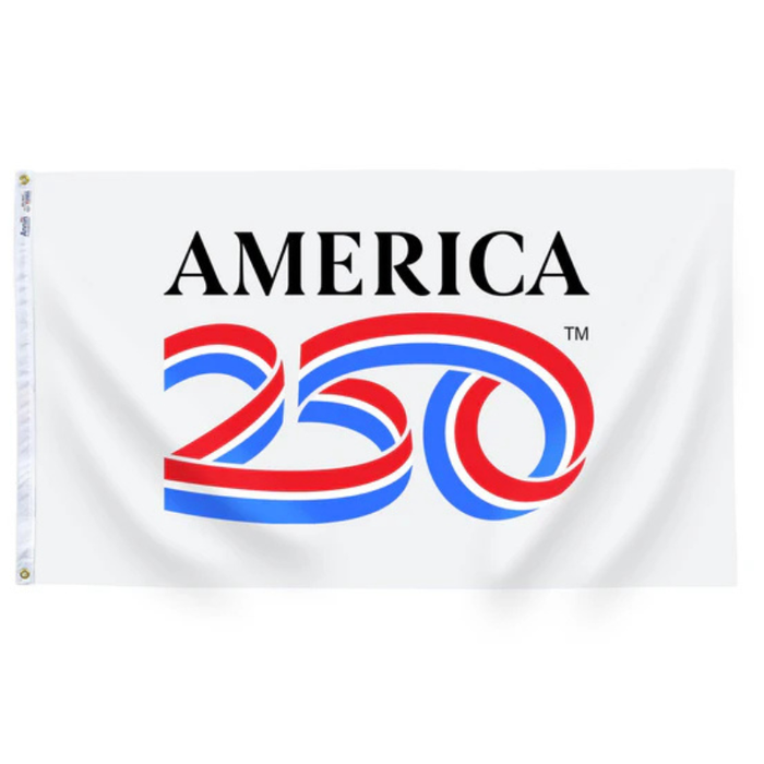 3x5' America 250th Anniversary White Poly Cotton Flag