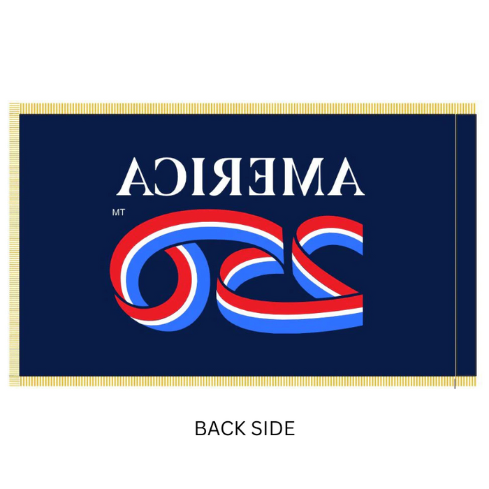 3x5' America 250th Anniversary Blue Nylon Indoor Flag w/ Fringe