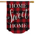 Red and black checkered flag with 'Home Sweet Home' text 