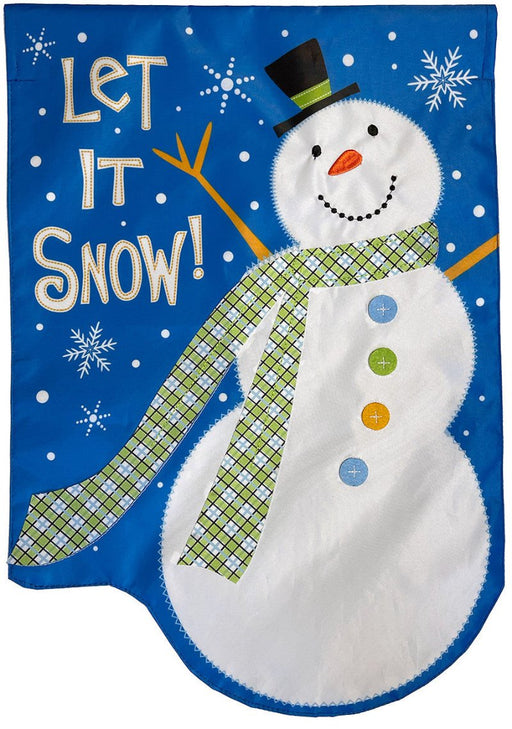 Let It Snow Snowman Applique Banner Flag