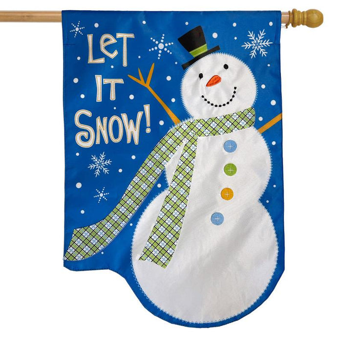 Let It Snow Snowman Applique Banner Flag