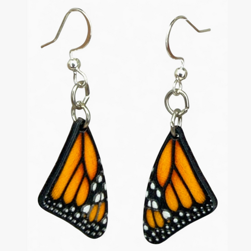 Monarch Butterfly Sleeping Wing Wood Earrings