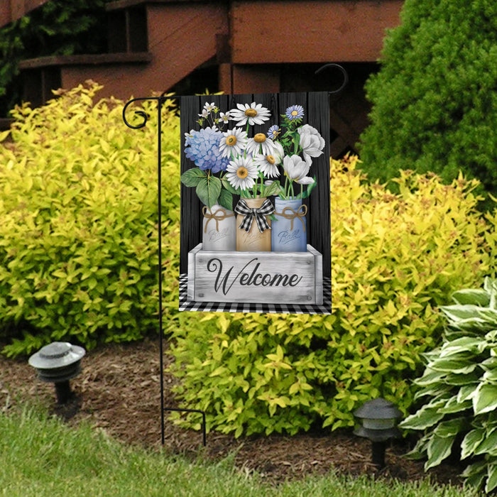 Crated Mason Jars Garden Flag