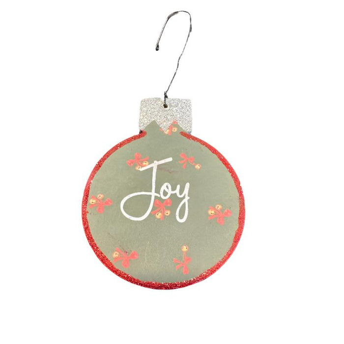 Joy Retro Christmas Deer Ornament