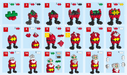 Step-by-step assembly of a Santa Claus figure with puzzle piece indicators.