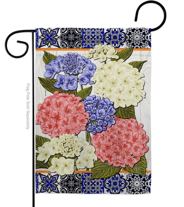 Sweet Patterned Hydrangeas Garden Flag