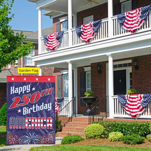 Happy 250th Birthday America Applique Garden Flag