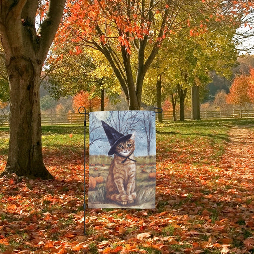 Witch Cat in Patch Garden Flag