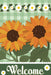 Welcome Sunflower Green Check Garden Flag