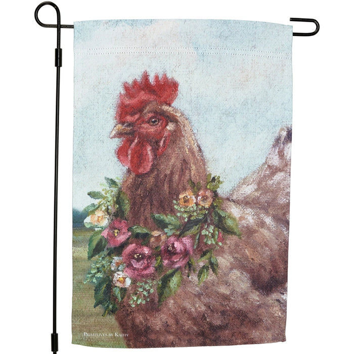 Floral Chicken Garden Flag