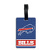 Luggage tag with Buffalo Bills logo on a blue and red background