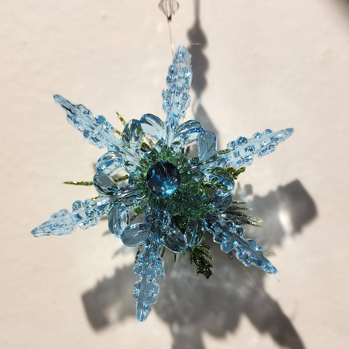 Blue and Green Snowflake Acrylic Ornament