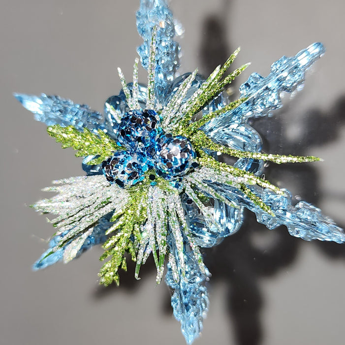 Blue and Green Snowflake Acrylic Ornament