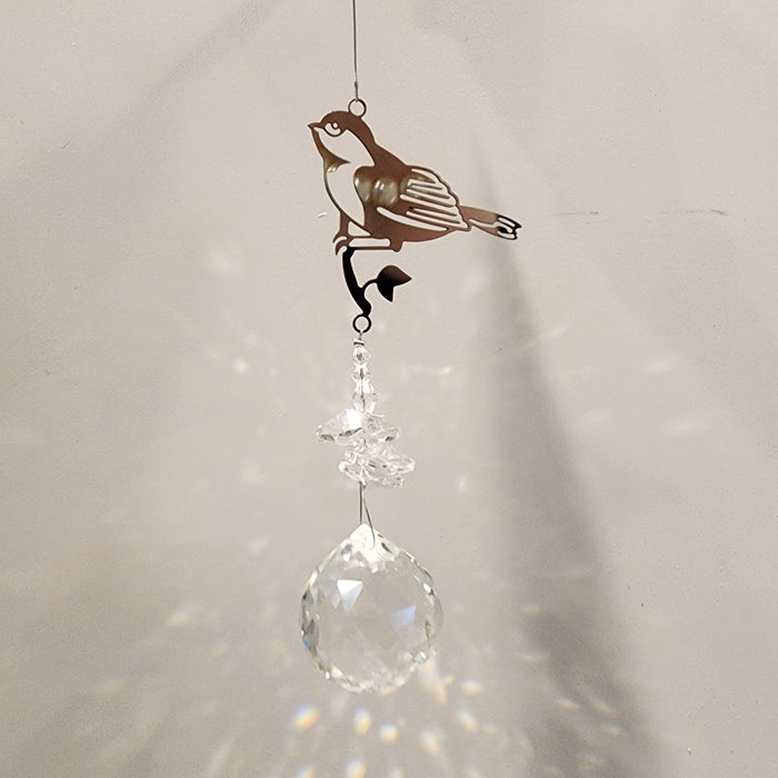 Laser Cut Chickadee Suncatcher with Clear Prism
