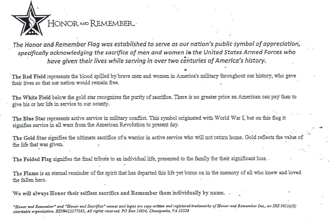 Honor and Remember Nylon Flag - Made in USA