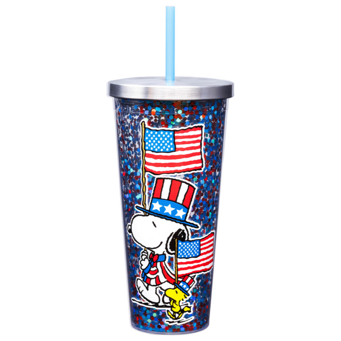 20 oz. Americana Snoopy Glitter Cup