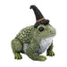 Green Frog with Witch Hat Figurine