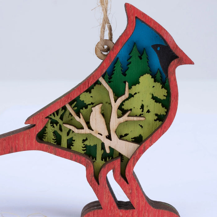 Cardinal Landscape 3D Magnetic Ornament