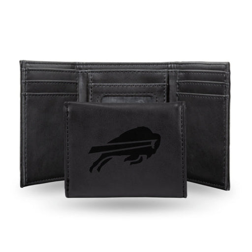 Buffalo Bills Laser Engraved Black Trifold Wallet