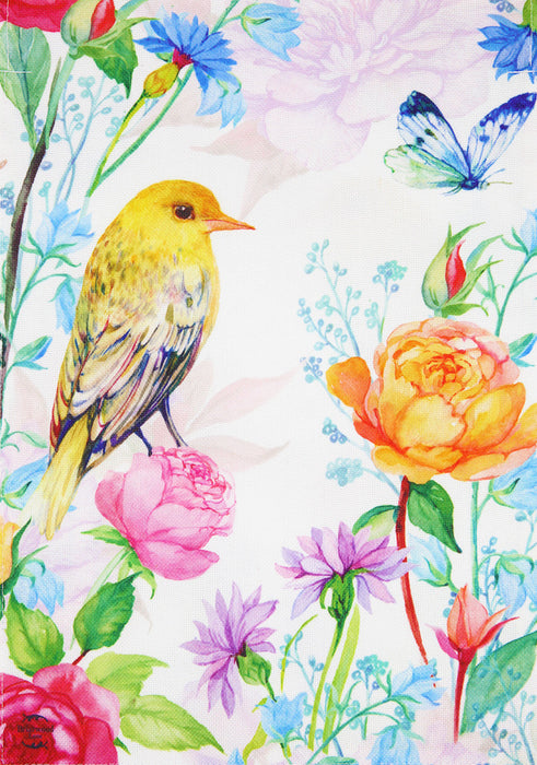 Whimsical Bird Burlap Decorative Flag