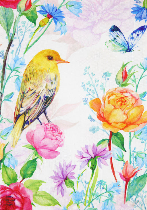 Whimsical Bird Burlap Decorative Flag