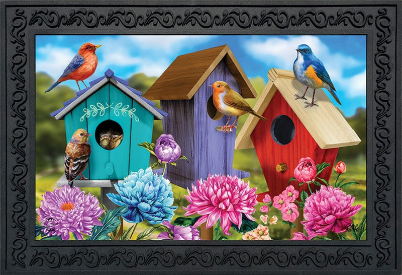 Colorful Birdhouses Doormat