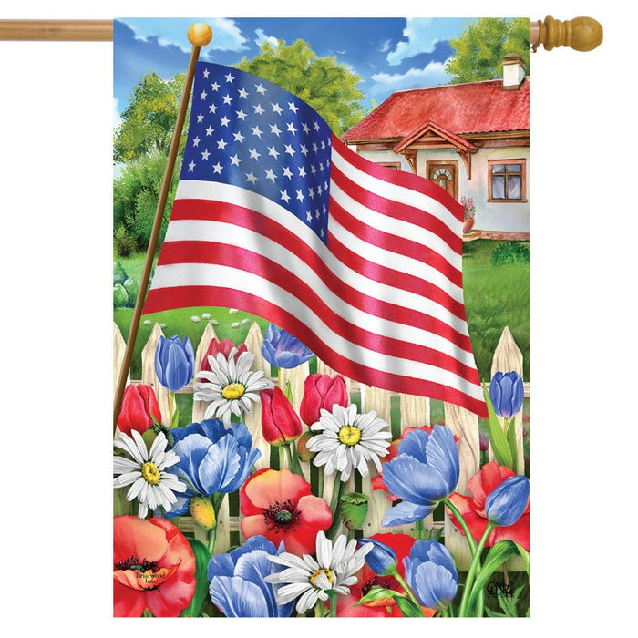 Americana Garden Floral Banner Flag