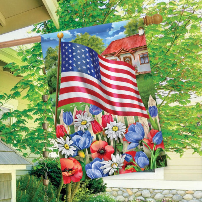 Americana Garden Floral Banner Flag