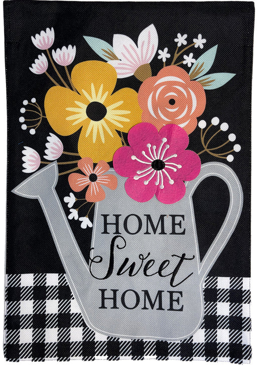 Colorful Watering Can Burlap Banner Flag