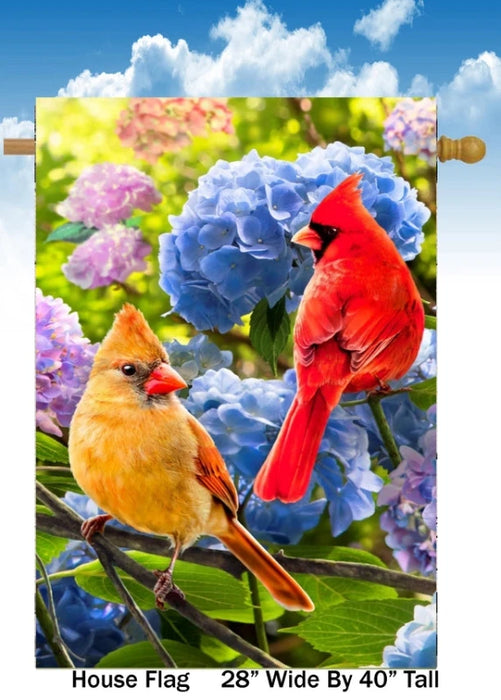 Male and Female Cardinal Banner Flag