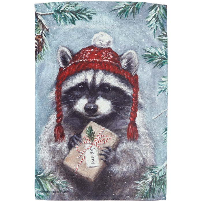 Winter Raccoon Garden Flag