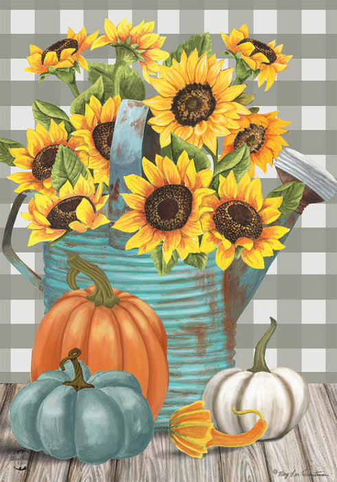 Sunflower Watering Can Garden Flag