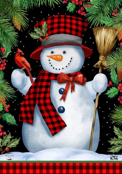 Red Checkered Snowman Flag