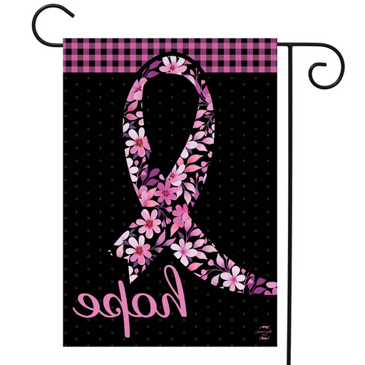 Floral Hope Ribbon Garden Flag - BACK SIDE